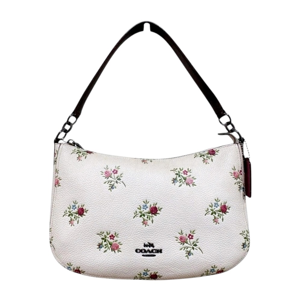 Coach Chelsea Convertible Shoulder Bag Chalk Floral Pebbled Leather 22830